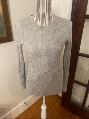 J. Crew Light Grey Cable Knit Crewneck Sweater